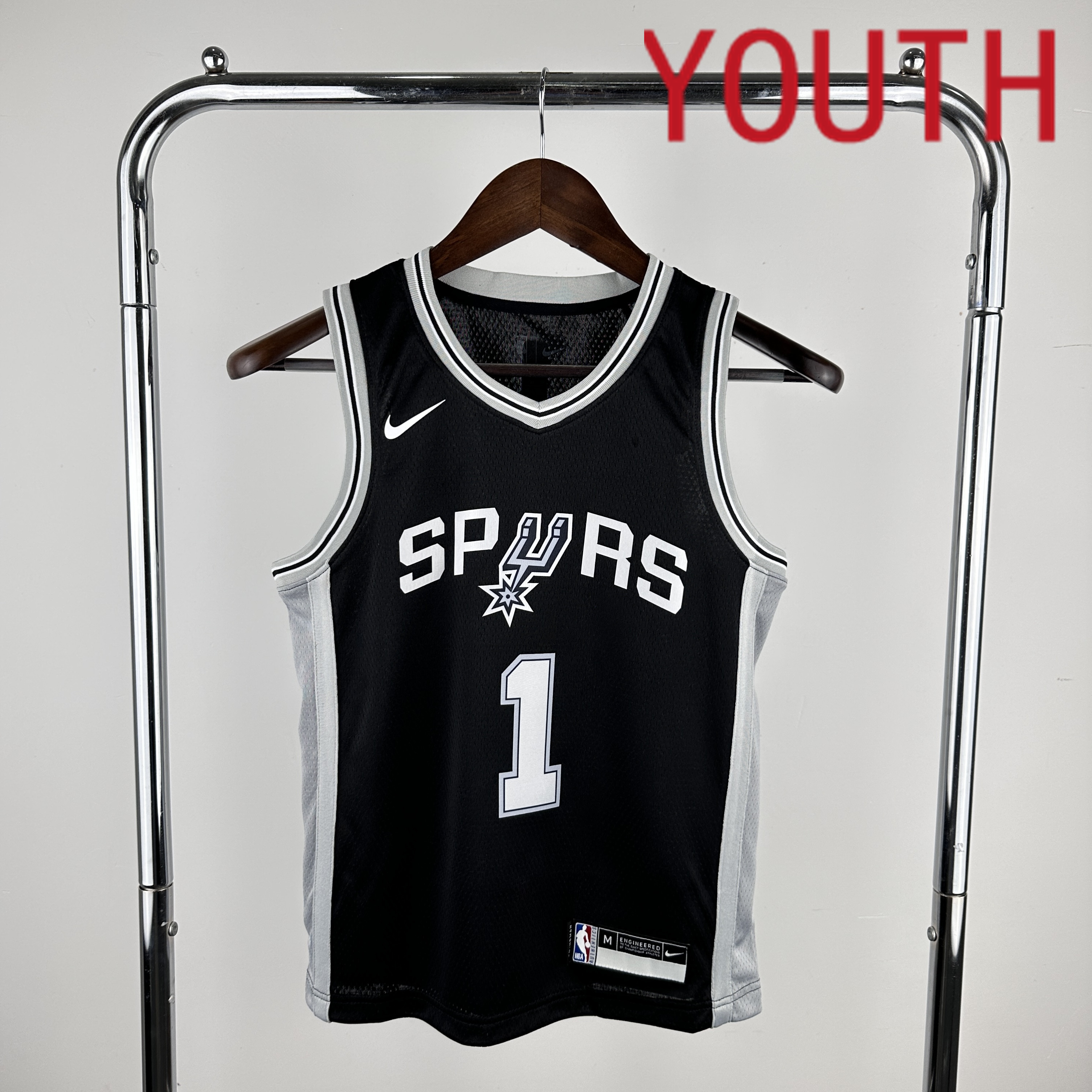 Youth San Antonio Spurs #1 Wembanyama Black Nike 2024 NBA Jersey->los angeles clippers->NBA Jersey